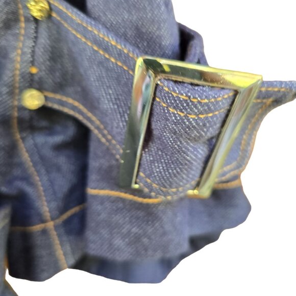 Y2k Double-Breasted Denim Trench Coat With Gold Detail Size L old money feel - Picture 4 of 14